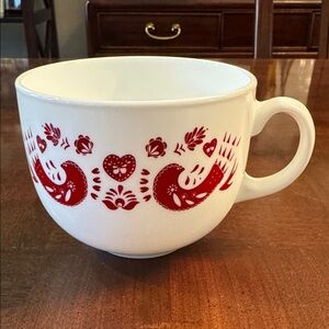 Vintage 12 oz Red and White Birds Pyrex Jobling Coffee Tea Mug Cup